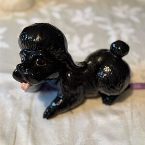 Vintage Black Ceramic Poodle Figurine